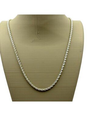 Sterling Silver 925 Twisted Rope Chain Necklace 20" 7.88g Lobster Clasp Italy